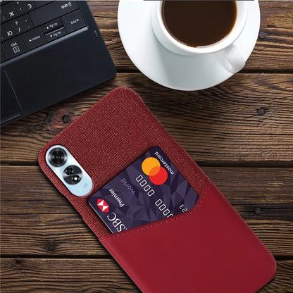 For Oppo A60 4G Case Leather + Hard PC Cloth Texture Phone Cover with Card Holder