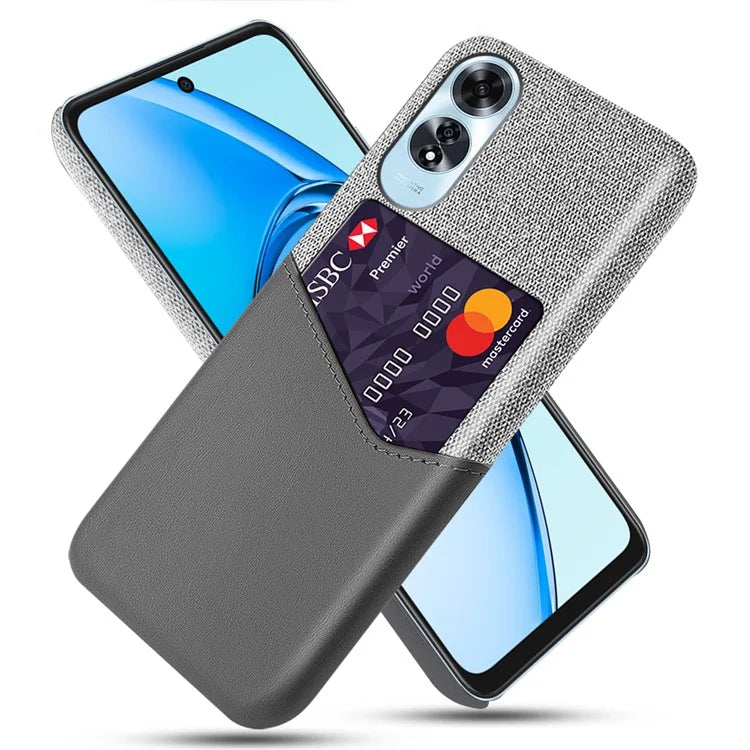 For Oppo A60 4G Case Leather + Hard PC Cloth Texture Phone Cover with Card Holder