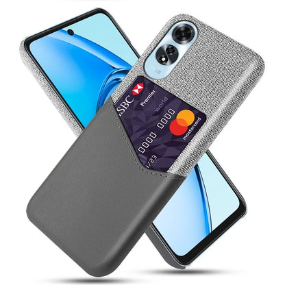 For Oppo A60 4G Case Leather + Hard PC Cloth Texture Phone Cover with Card Holder