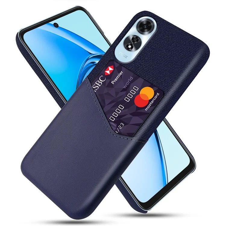 For Oppo A60 4G Case Leather + Hard PC Cloth Texture Phone Cover with Card Holder