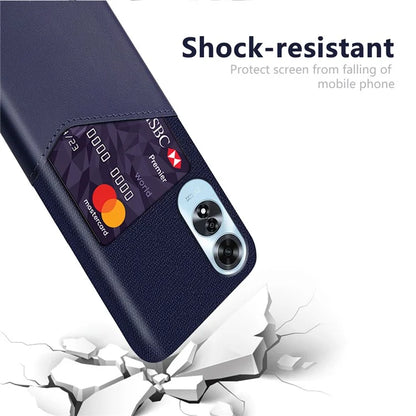 For Oppo A60 4G Case Leather + Hard PC Cloth Texture Phone Cover with Card Holder