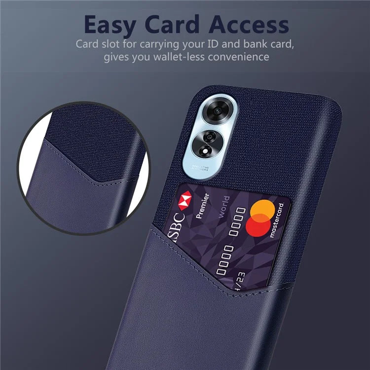 For Oppo A60 4G Case Leather + Hard PC Cloth Texture Phone Cover with Card Holder