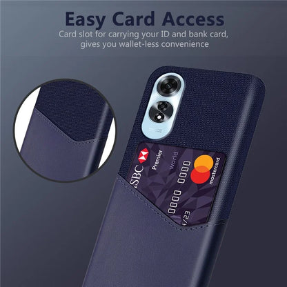 For Oppo A60 4G Case Leather + Hard PC Cloth Texture Phone Cover with Card Holder