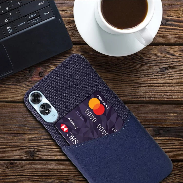 For Oppo A60 4G Case Leather + Hard PC Cloth Texture Phone Cover with Card Holder