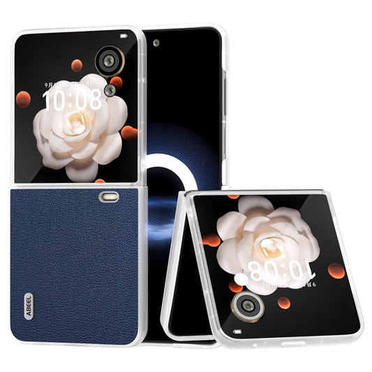 ABEEL For Honor Magic V Flip 5G Slim Case Matte Frame Genuine Cow Leather+PC Phone Cover
