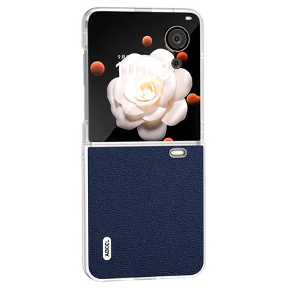 ABEEL For Honor Magic V Flip 5G Slim Case Matte Frame Genuine Cow Leather+PC Phone Cover