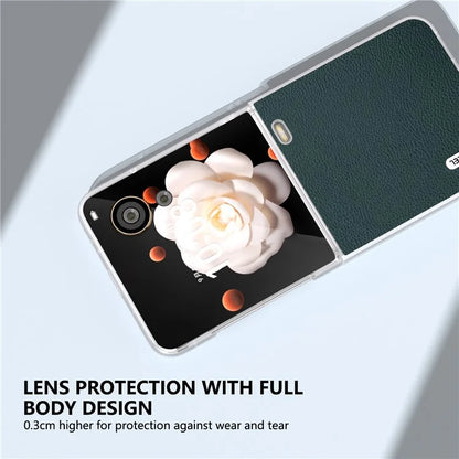 ABEEL For Honor Magic V Flip 5G Slim Case Matte Frame Genuine Cow Leather+PC Phone Cover