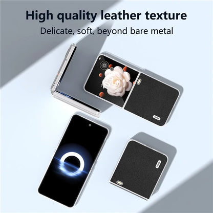 ABEEL For Honor Magic V Flip 5G Slim Case Matte Frame Genuine Cow Leather+PC Phone Cover