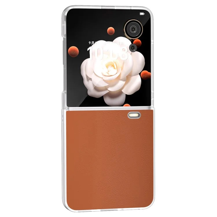 For Honor Magic V Flip 5G Case Clear Matte Edge PU Leather+PC Folding Phone Cover