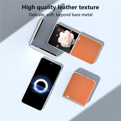 For Honor Magic V Flip 5G Case Clear Matte Edge PU Leather+PC Folding Phone Cover