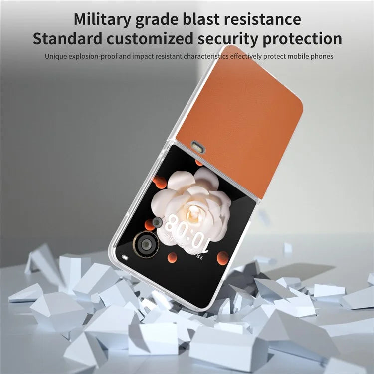 For Honor Magic V Flip 5G Case Clear Matte Edge PU Leather+PC Folding Phone Cover