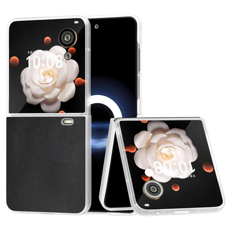 For Honor Magic V Flip 5G Case Clear Matte Edge PU Leather+PC Folding Phone Cover