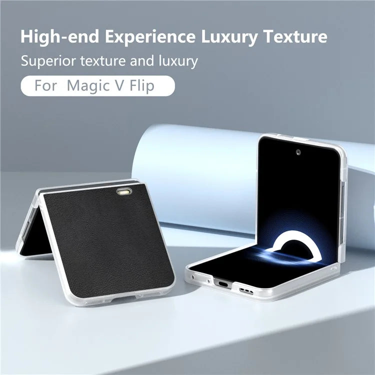 For Honor Magic V Flip 5G Case Clear Matte Edge PU Leather+PC Folding Phone Cover