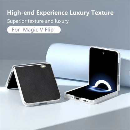For Honor Magic V Flip 5G Case Clear Matte Edge PU Leather+PC Folding Phone Cover