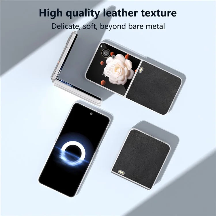 For Honor Magic V Flip 5G Case Clear Matte Edge PU Leather+PC Folding Phone Cover