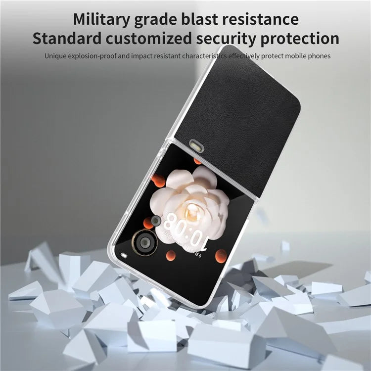 For Honor Magic V Flip 5G Case Clear Matte Edge PU Leather+PC Folding Phone Cover