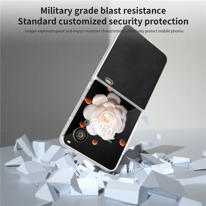 For Honor Magic V Flip 5G Case Clear Matte Edge PU Leather+PC Folding Phone Cover