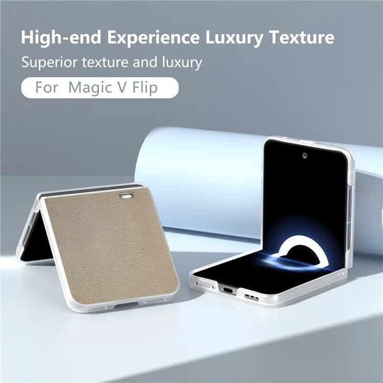 For Honor Magic V Flip 5G Case Clear Matte Edge PU Leather+PC Folding Phone Cover