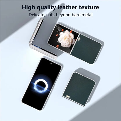 For Honor Magic V Flip 5G Case Clear Matte Edge PU Leather+PC Folding Phone Cover