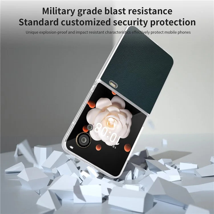 For Honor Magic V Flip 5G Case Clear Matte Edge PU Leather+PC Folding Phone Cover