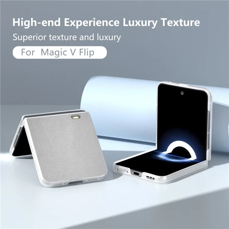 For Honor Magic V Flip 5G Case Clear Matte Edge PU Leather+PC Folding Phone Cover