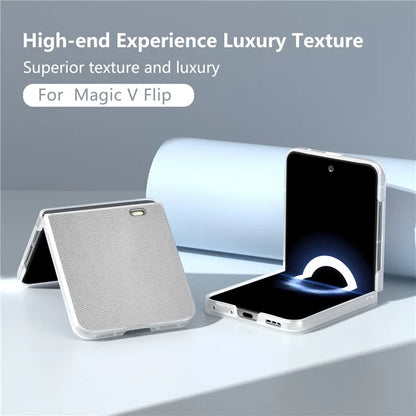 For Honor Magic V Flip 5G Case Clear Matte Edge PU Leather+PC Folding Phone Cover