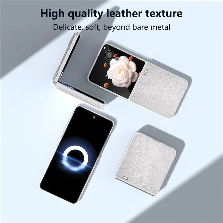 For Honor Magic V Flip 5G Case Clear Matte Edge PU Leather+PC Folding Phone Cover