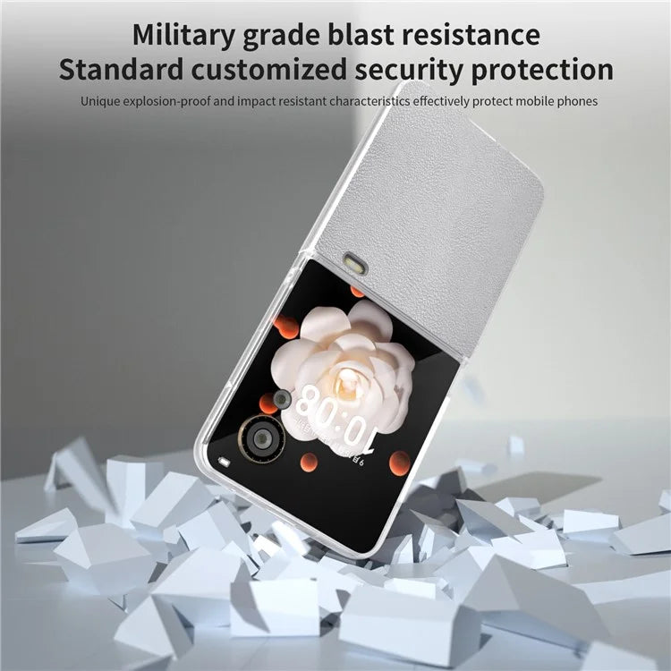 For Honor Magic V Flip 5G Case Clear Matte Edge PU Leather+PC Folding Phone Cover