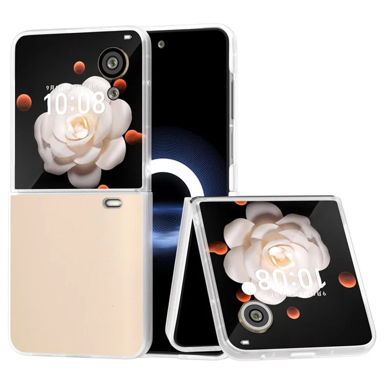 For Honor Magic V Flip 5G Case Clear Matte Edge PU Leather+PC Folding Phone Cover