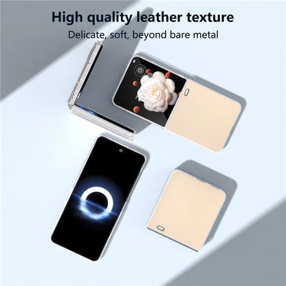 For Honor Magic V Flip 5G Case Clear Matte Edge PU Leather+PC Folding Phone Cover