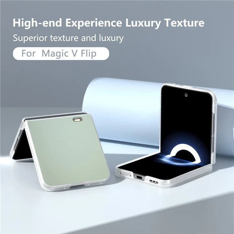 For Honor Magic V Flip 5G Case Clear Matte Edge PU Leather+PC Folding Phone Cover