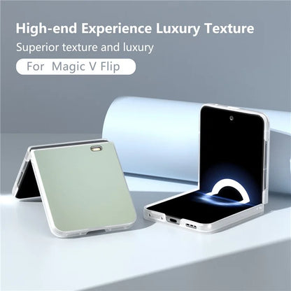 For Honor Magic V Flip 5G Case Clear Matte Edge PU Leather+PC Folding Phone Cover