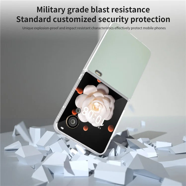 For Honor Magic V Flip 5G Case Clear Matte Edge PU Leather+PC Folding Phone Cover