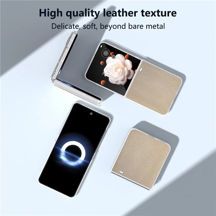 For Honor Magic V Flip 5G Case Clear Matte Edge PU Leather+PC Folding Phone Cover