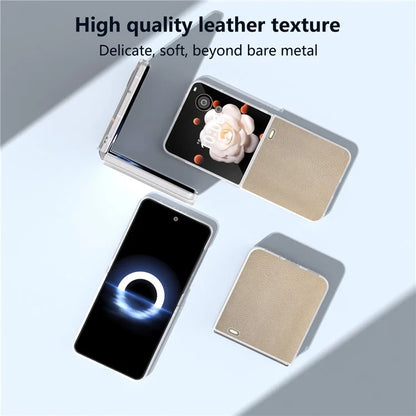 For Honor Magic V Flip 5G Case Clear Matte Edge PU Leather+PC Folding Phone Cover