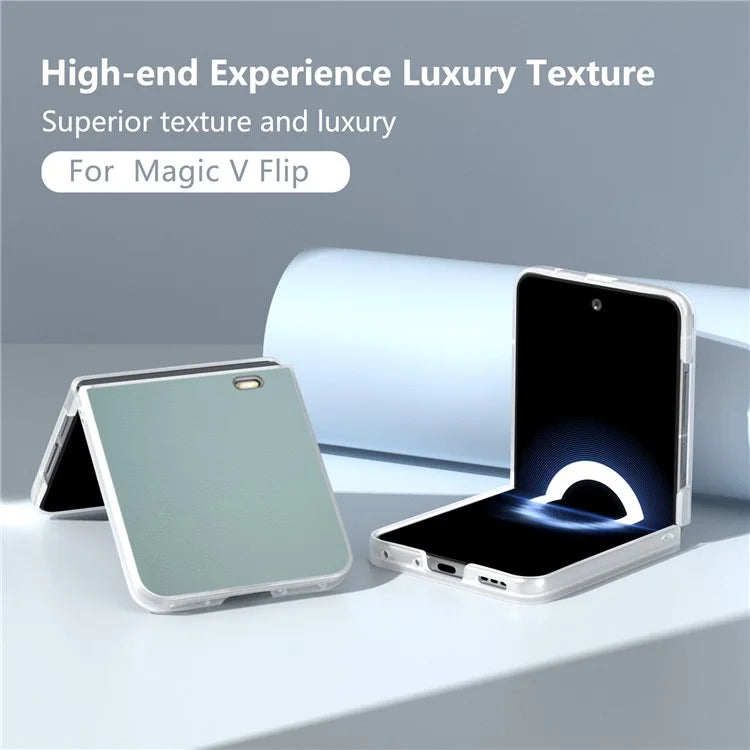For Honor Magic V Flip 5G Case Clear Matte Edge PU Leather+PC Folding Phone Cover