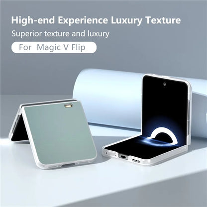For Honor Magic V Flip 5G Case Clear Matte Edge PU Leather+PC Folding Phone Cover