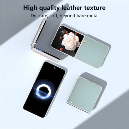 For Honor Magic V Flip 5G Case Clear Matte Edge PU Leather+PC Folding Phone Cover