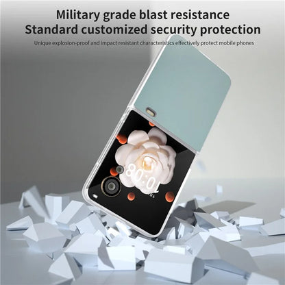 For Honor Magic V Flip 5G Case Clear Matte Edge PU Leather+PC Folding Phone Cover