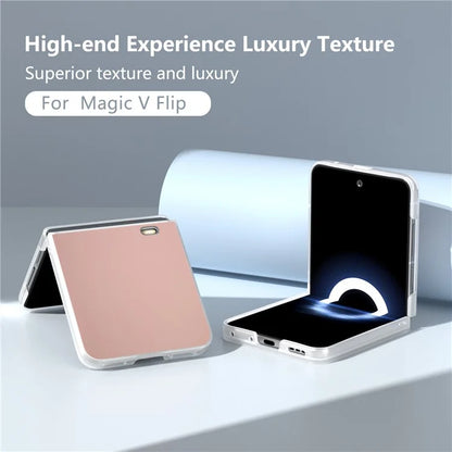 For Honor Magic V Flip 5G Case Clear Matte Edge PU Leather+PC Folding Phone Cover