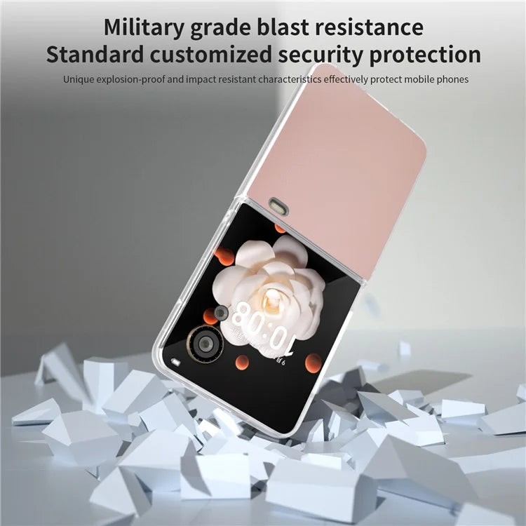 For Honor Magic V Flip 5G Case Clear Matte Edge PU Leather+PC Folding Phone Cover