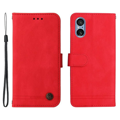 For Sony Xperia 5 V Case PU Leather Phone Cover Tree Hardware Decor