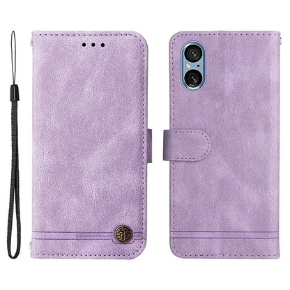 For Sony Xperia 5 V Case PU Leather Phone Cover Tree Hardware Decor