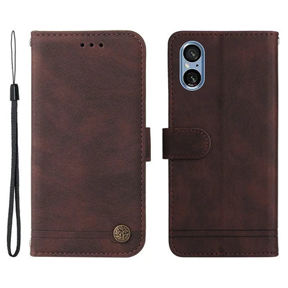 For Sony Xperia 5 V Case PU Leather Phone Cover Tree Hardware Decor
