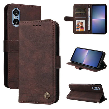 For Sony Xperia 5 V Case PU Leather Phone Cover Tree Hardware Decor