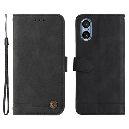 For Sony Xperia 5 V Case PU Leather Phone Cover Tree Hardware Decor