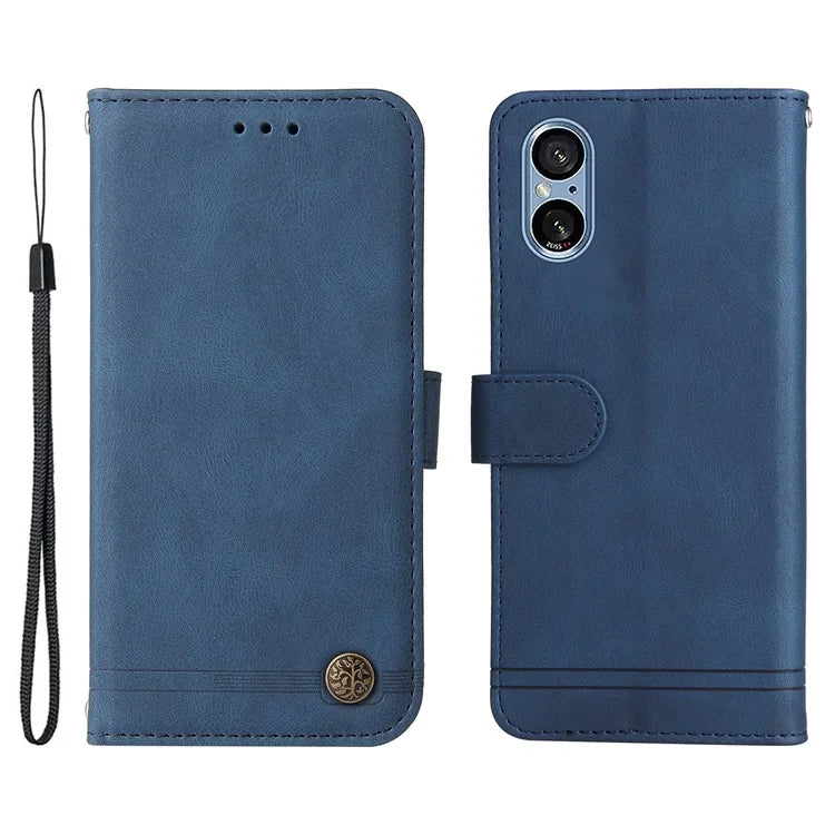 For Sony Xperia 5 V Case PU Leather Phone Cover Tree Hardware Decor