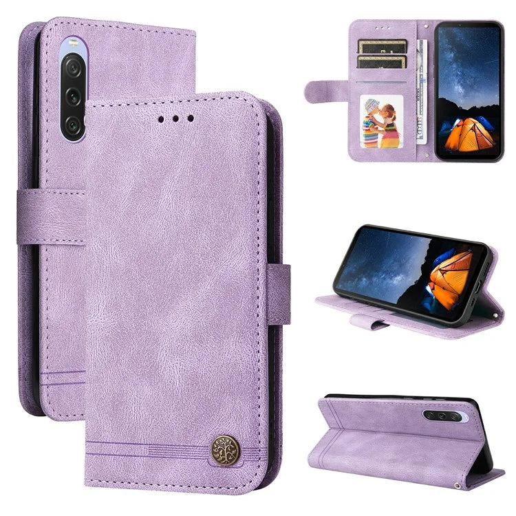 For Sony Xperia 10 V Wallet Case Skin-Touch PU Leather Flip Phone Cover