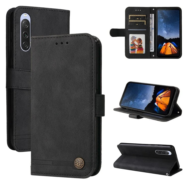 For Sony Xperia 10 V Wallet Case Skin-Touch PU Leather Flip Phone Cover