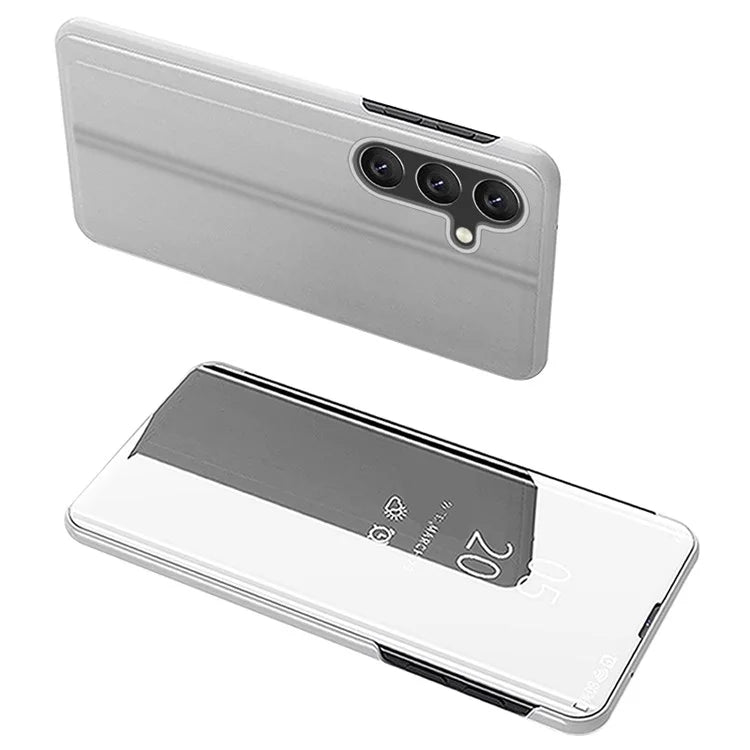 For Samsung Galaxy A55 5G Case Mirror Design Leather Phone Cover Clear View Window Flip Stand